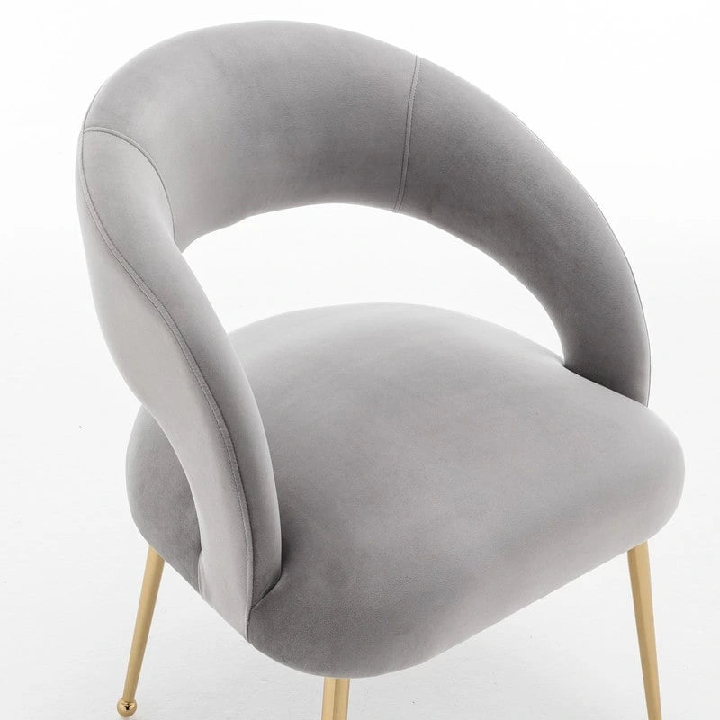 Chaise de salle à manger sans dossier en velours, style Mid-Century Modern