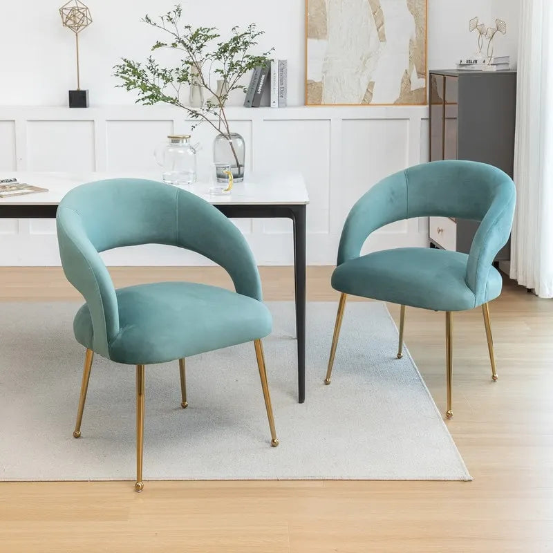 Chaise de salle à manger sans dossier en velours, style Mid-Century Modern