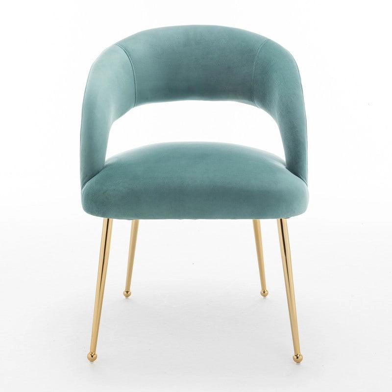 Chaise de salle à manger sans dossier en velours, style Mid-Century Modern