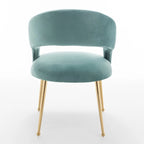 Chaise de salle à manger sans dossier en velours, style Mid-Century Modern