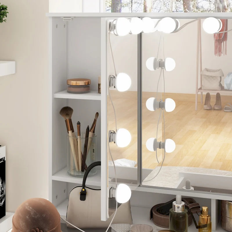 Coiffeuse avec éclairage réglable et tiroirs à fermeture amortie