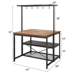 Îlot de cuisine 42 po, support de micro-ondes, étagère de four avec rangement - 42 P x 28 L x 72 H