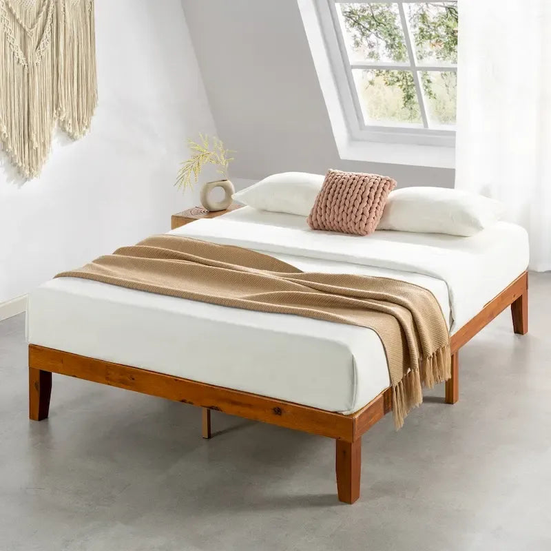 Cadre de lit plateforme classique en bois massif