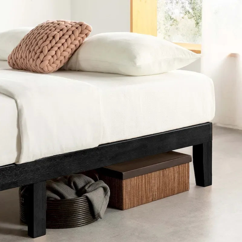Cadre de lit plateforme classique en bois massif