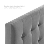 Tête de lit capitonnée en velours Carson Carrington Labbgard Grand lit (Queen-size) couleur biscuit