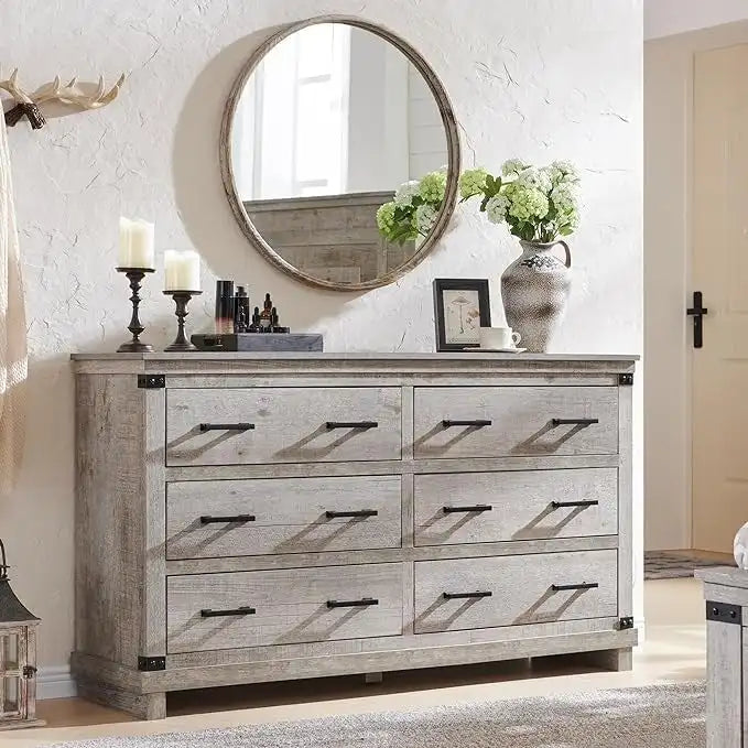 Commode de ferme à 6 tiroirs, commode en bois, commode de placard