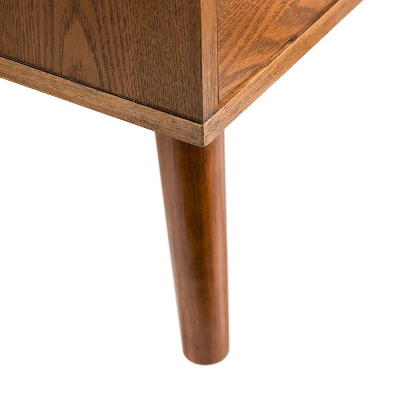 Table de chevet à 2 tiroirs en noyer du milieu du siècle