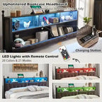 Cadre de lit King Size avec lumières LED, station de charge et 4 tiroirs