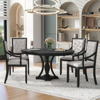Table à manger ronde extensible et chaises rétro