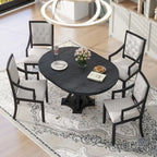Table à manger ronde extensible et chaises rétro