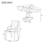 Table à manger ronde extensible et chaises rétro