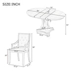 Table à manger ronde extensible et chaises rétro