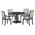 Table à manger ronde extensible et chaises rétro