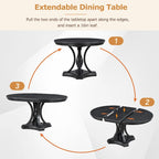 Table à manger ronde extensible et chaises rétro