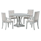 Table à manger ronde extensible et chaises rétro