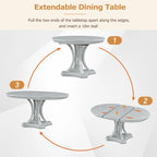 Table à manger ronde extensible et chaises rétro