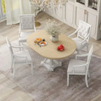 Table à manger ronde extensible et chaises rétro