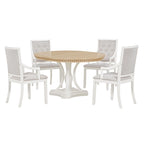Table à manger ronde extensible et chaises rétro