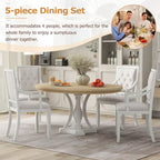 Table à manger ronde extensible et chaises rétro