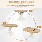 Table à manger ronde extensible et chaises rétro