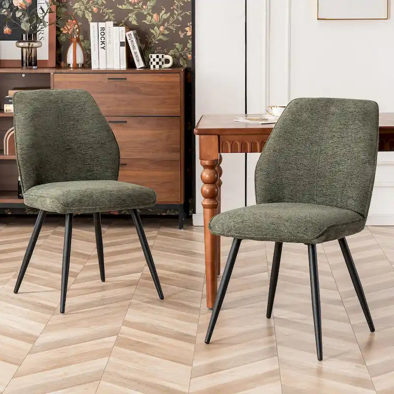 Chaise de salle à manger sans accoudoirs en tissu, style Mid-Century Modern