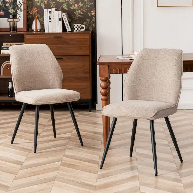 Chaise de salle à manger sans accoudoirs en tissu, style Mid-Century Modern