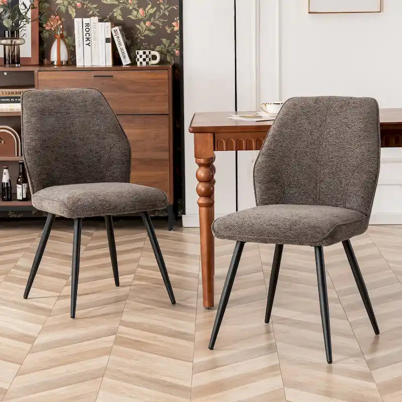 Chaise de salle à manger sans accoudoirs en tissu, style Mid-Century Modern