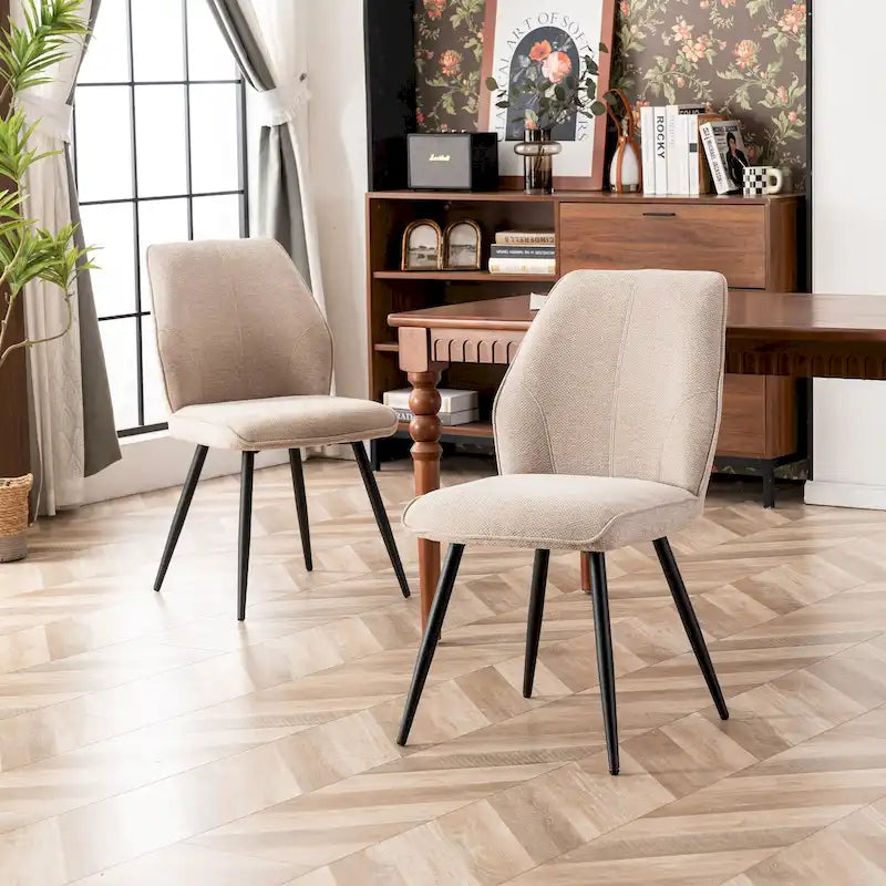 Chaise de salle à manger sans accoudoirs en tissu, style Mid-Century Modern