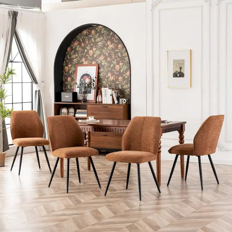 Chaise de salle à manger sans accoudoirs en tissu, style Mid-Century Modern