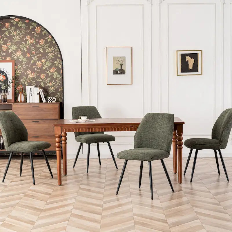 Chaise de salle à manger sans accoudoirs en tissu, style Mid-Century Modern