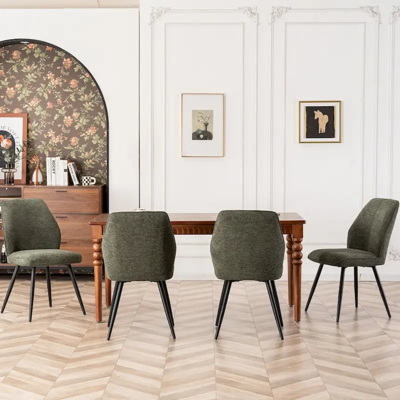 Chaise de salle à manger sans accoudoirs en tissu, style Mid-Century Modern