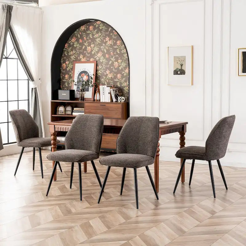 Chaise de salle à manger sans accoudoirs en tissu, style Mid-Century Modern