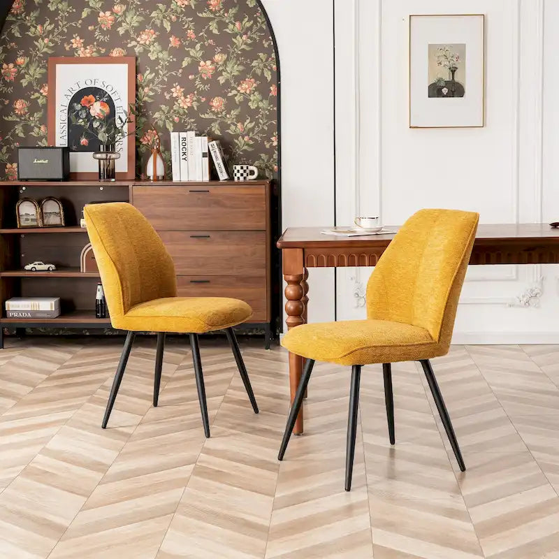Chaise de salle à manger sans accoudoirs en tissu, style Mid-Century Modern