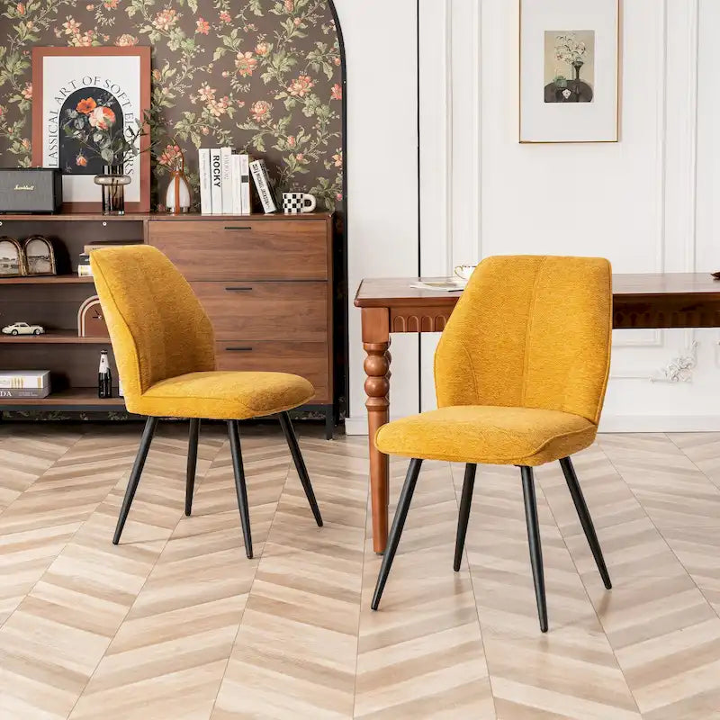 Chaise de salle à manger sans accoudoirs en tissu, style Mid-Century Modern