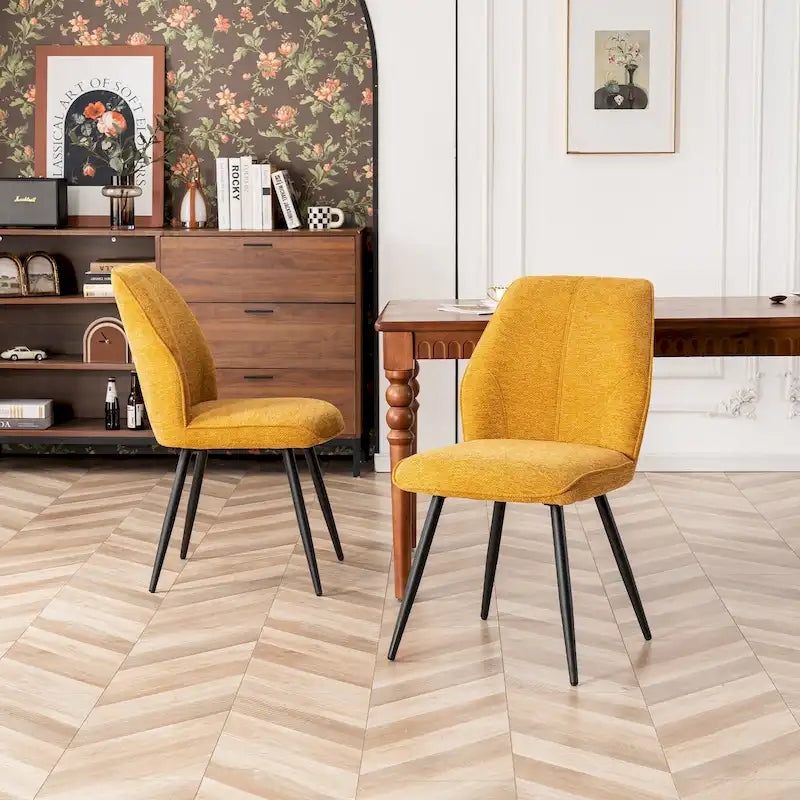 Chaise de salle à manger sans accoudoirs en tissu, style Mid-Century Modern