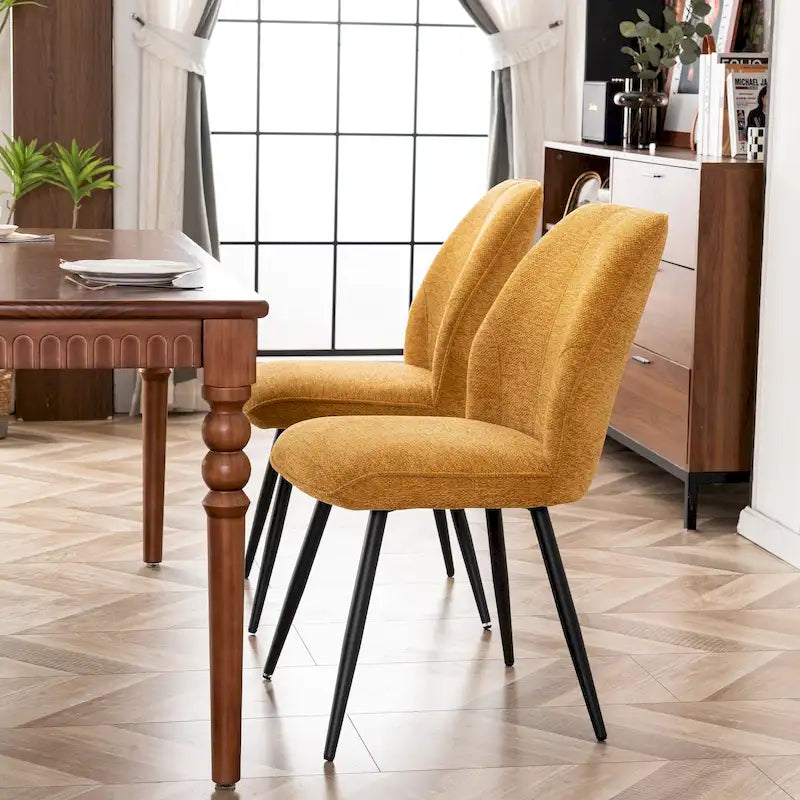 Chaise de salle à manger sans accoudoirs en tissu, style Mid-Century Modern