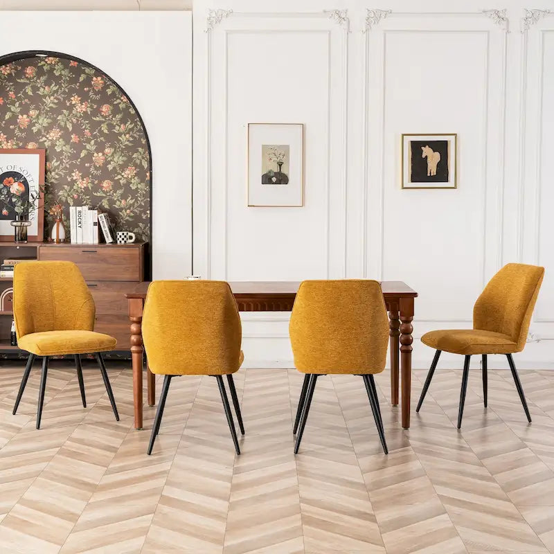 Chaise de salle à manger sans accoudoirs en tissu, style Mid-Century Modern