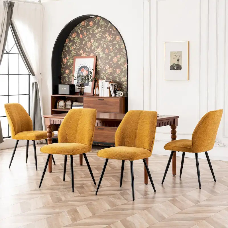 Chaise de salle à manger sans accoudoirs en tissu, style Mid-Century Modern