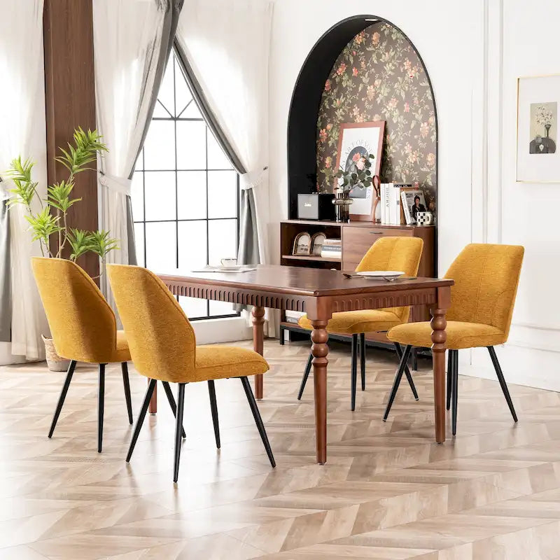 Chaise de salle à manger sans accoudoirs en tissu, style Mid-Century Modern