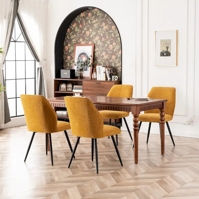 Chaise de salle à manger sans accoudoirs en tissu, style Mid-Century Modern