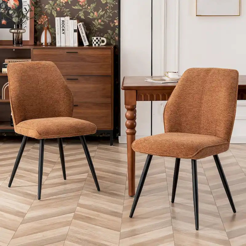 Chaise de salle à manger sans accoudoirs en tissu, style Mid-Century Modern