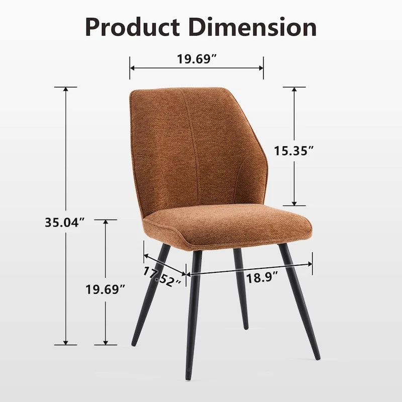Chaise de salle à manger sans accoudoirs en tissu, style Mid-Century Modern