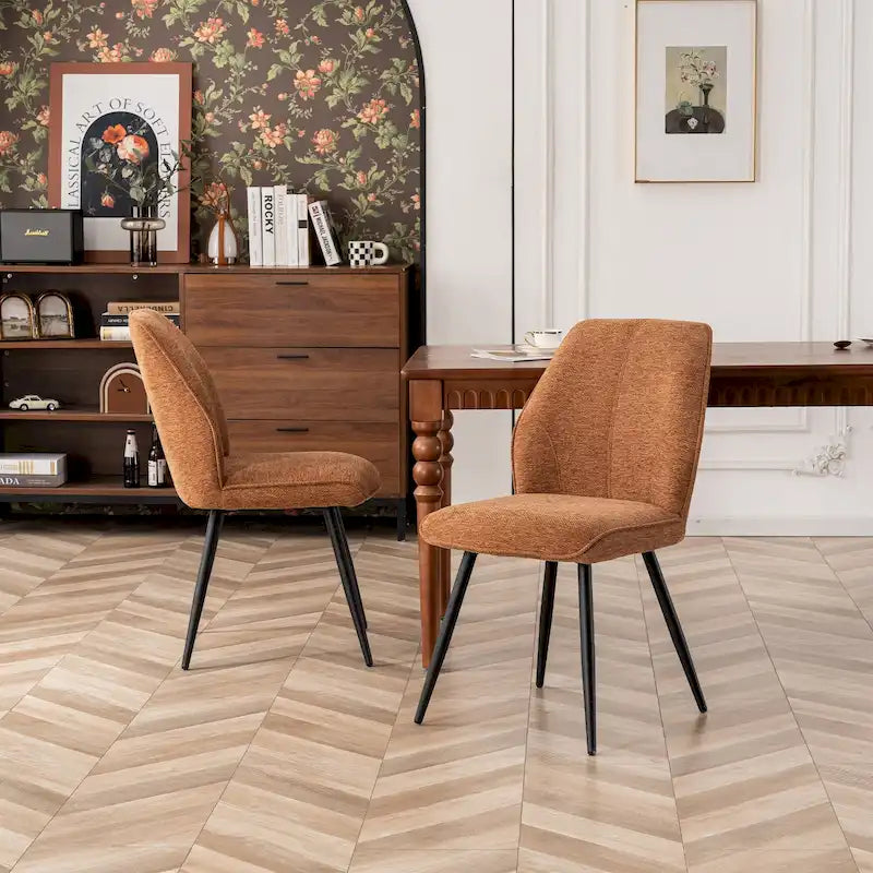 Chaise de salle à manger sans accoudoirs en tissu, style Mid-Century Modern