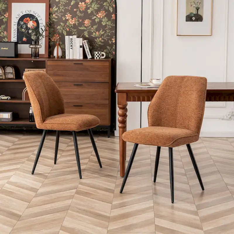 Chaise de salle à manger sans accoudoirs en tissu, style Mid-Century Modern