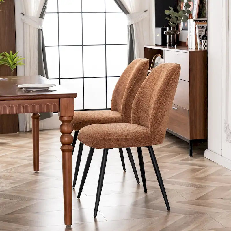 Chaise de salle à manger sans accoudoirs en tissu, style Mid-Century Modern