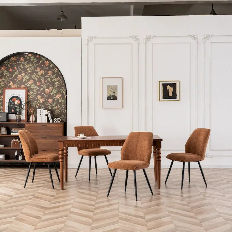 Chaise de salle à manger sans accoudoirs en tissu, style Mid-Century Modern