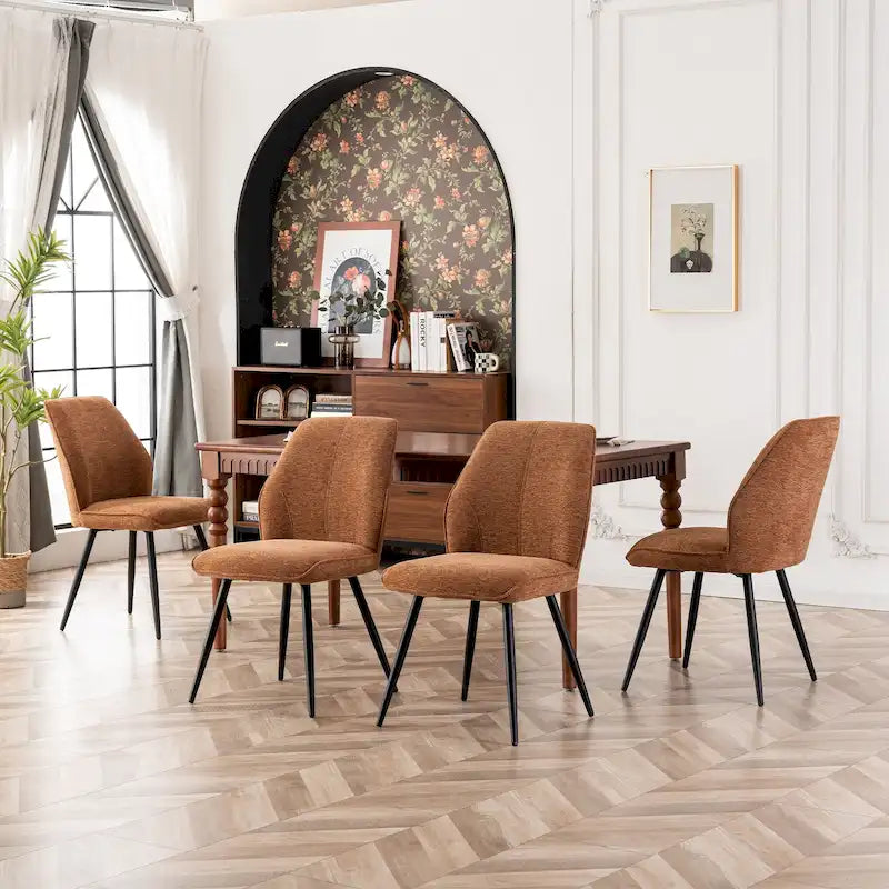 Chaise de salle à manger sans accoudoirs en tissu, style Mid-Century Modern