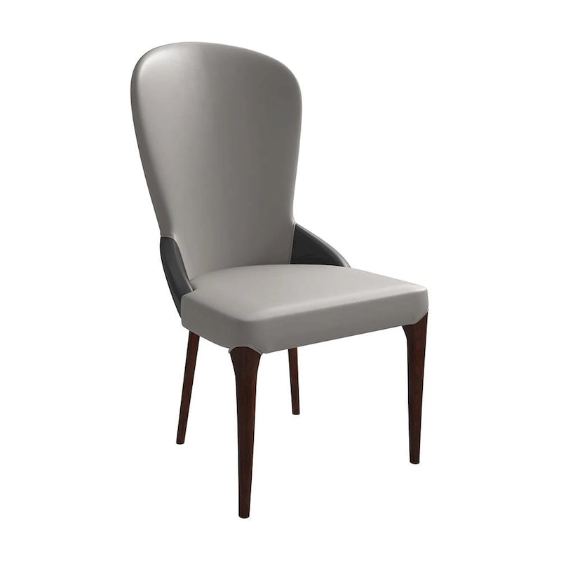 Chaise de salle à manger en bois massif et cuir bicolore