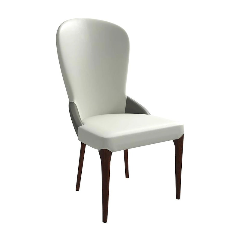 Chaise de salle à manger en bois massif et cuir bicolore