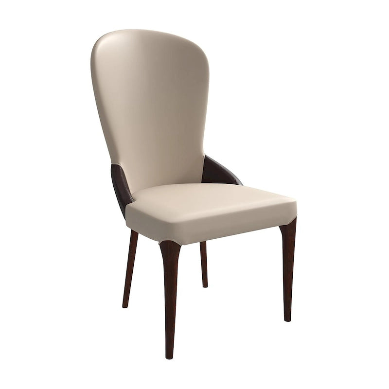 Chaise de salle à manger en bois massif et cuir bicolore